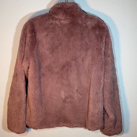 Listicle 1/4 zip Faux fur soft pullover popover teddy bear Mauve cozy M - Picture 2 of 11